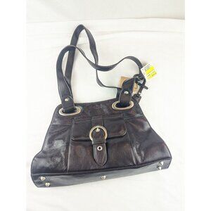 La Diva Brown Leather Purse Handbag Medium Shoulder‎ Bag NWT